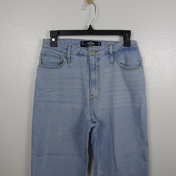 HOLLISTER Women's Jeans Cuffed Ankle Denim Stretch Light Wash Relaxed W28 L29 - Picture 4 of 13